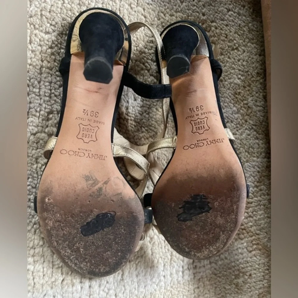 Jimmy Choo “Texas” Gold Heel Sandals 39.5 - Picture 5 of 7